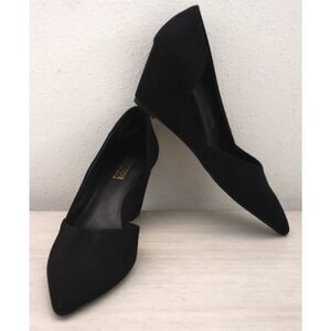 Kenneth Cole Reaction Sz 7.5M Black Microsuede Eltinn D'Orsay Wedge Pumps